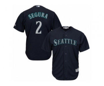 Men's Majestic Seattle Mariners #2 Jean Segura Replica Navy Blue Alternate 2 Cool Base MLB Jersey