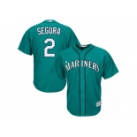 Men's Majestic Seattle Mariners #2 Jean Segura Replica Teal Green Alternate Cool Base MLB Jersey