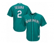 Men's Majestic Seattle Mariners #2 Jean Segura Replica Teal Green Alternate Cool Base MLB Jersey