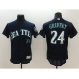 Men's Majestic Seattle Mariners #24 Ken Griffey Navy Blue Flexbase Authentic Collection MLB Jersey