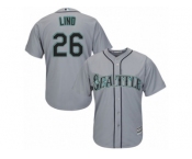 Men's Majestic Seattle Mariners #26 Adam Lind Replica Grey Road Cool Base MLB Jersey