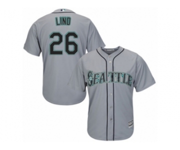 Men's Majestic Seattle Mariners #26 Adam Lind Replica Grey Road Cool Base MLB Jersey