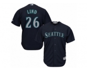 Men's Majestic Seattle Mariners #26 Adam Lind Replica Navy Blue Alternate 2 Cool Base MLB Jersey