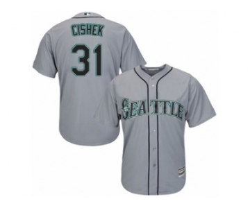 Men's Majestic Seattle Mariners #31 Steve Cishek Authentic Grey Road Cool Base MLB Jersey