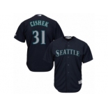 Men's Majestic Seattle Mariners #31 Steve Cishek Authentic Navy Blue Alternate 2 Cool Base MLB Jersey