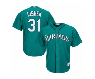 Men's Majestic Seattle Mariners #31 Steve Cishek Authentic Teal Green Alternate Cool Base MLB Jersey