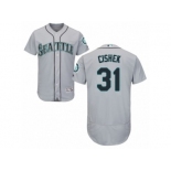 Men's Majestic Seattle Mariners #31 Steve Cishek Grey Flexbase Authentic Collection MLB Jersey