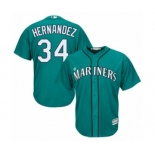 Men's Majestic Seattle Mariners #34 Felix Hernandez Authentic Teal Green Alternate Cool Base MLB Jersey