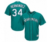 Men's Majestic Seattle Mariners #34 Felix Hernandez Authentic Teal Green Alternate Cool Base MLB Jersey