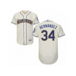 Men's Majestic Seattle Mariners #34 Felix Hernandez Cream Flexbase Authentic Collection MLB Jersey