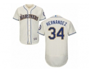 Men's Majestic Seattle Mariners #34 Felix Hernandez Cream Flexbase Authentic Collection MLB Jersey