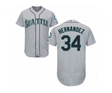 Men's Majestic Seattle Mariners #34 Felix Hernandez Grey Flexbase Authentic Collection MLB Jersey