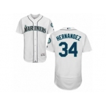 Men's Majestic Seattle Mariners #34 Felix Hernandez White Flexbase Authentic Collection MLB Jersey