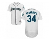 Men's Majestic Seattle Mariners #34 Felix Hernandez White Flexbase Authentic Collection MLB Jersey