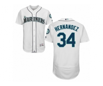 Men's Majestic Seattle Mariners #34 Felix Hernandez White Flexbase Authentic Collection MLB Jersey