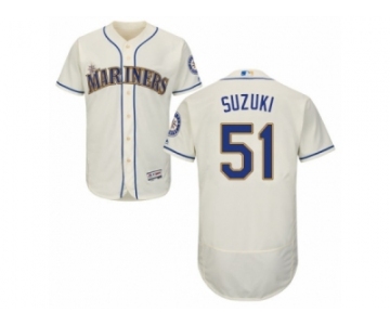 Men's Majestic Seattle Mariners #51 Ichiro Suzuki Cream Flexbase Authentic Collection MLB Jersey