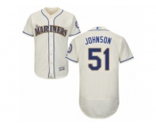 Men's Majestic Seattle Mariners #51 Randy Johnson Cream Flexbase Authentic Collection MLB Jersey