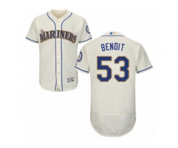 Men's Majestic Seattle Mariners #53 Joaquin Benoit Cream Flexbase Authentic Collection MLB Jersey