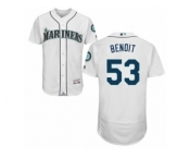 Men's Majestic Seattle Mariners #53 Joaquin Benoit White Flexbase Authentic Collection MLB Jersey