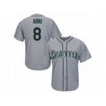 Men's Majestic Seattle Mariners #8 Norichika Aoki Authentic Grey Road Cool Base MLB Jersey