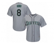 Men's Majestic Seattle Mariners #8 Norichika Aoki Authentic Grey Road Cool Base MLB Jersey