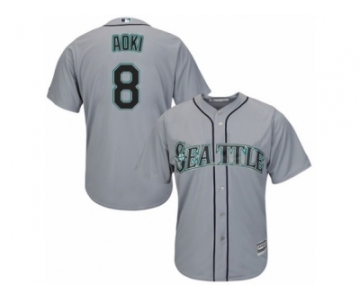 Men's Majestic Seattle Mariners #8 Norichika Aoki Authentic Grey Road Cool Base MLB Jersey