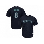 Men's Majestic Seattle Mariners #8 Norichika Aoki Authentic Navy Blue Alternate 2 Cool Base MLB Jersey