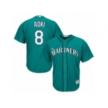 Men's Majestic Seattle Mariners #8 Norichika Aoki Authentic Teal Green Alternate Cool Base MLB Jersey