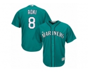 Men's Majestic Seattle Mariners #8 Norichika Aoki Authentic Teal Green Alternate Cool Base MLB Jersey