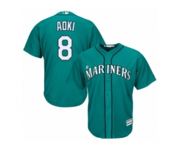 Men's Majestic Seattle Mariners #8 Norichika Aoki Authentic Teal Green Alternate Cool Base MLB Jersey