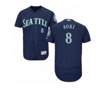 Men's Majestic Seattle Mariners #8 Norichika Aoki Navy Blue Flexbase Authentic Collection MLB Jersey