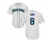 Men's Majestic Seattle Mariners #8 Norichika Aoki Replica White Home Cool Base MLB Jersey