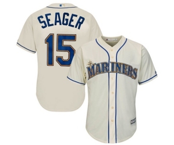 Men's Seattle Mariners #15 Kyle Seager Majestic Cream Cool Base Player Jersey