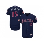 Men's Seattle Mariners #15 Kyle Seager Navy Blue Stitched 2016 Fashion Stars & Stripes Flex Base Baseball Jersey