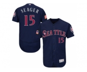 Men's Seattle Mariners #15 Kyle Seager Navy Blue Stitched 2016 Fashion Stars & Stripes Flex Base Baseball Jersey