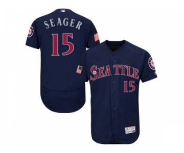 Men's Seattle Mariners #15 Kyle Seager Navy Blue Stitched 2016 Fashion Stars & Stripes Flex Base Baseball Jersey