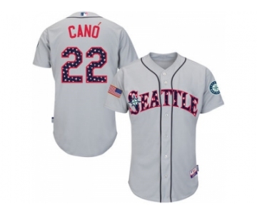 Men's Seattle Mariners #22 Robinson Cano Majestic Gray Stars & Stripes Authentic Cool Base Authentic Jersey