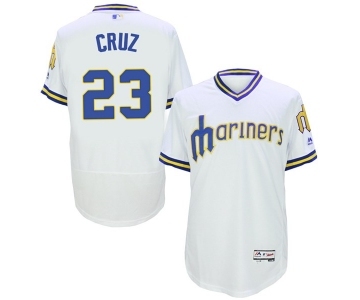 Men's Seattle Mariners #23 Nelson Cruz Majestic White Flexbase Authentic Collection Cooperstown Player Jersey