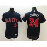 Men's Seattle Mariners #24 Ken Griffey Majestic Navy Fashion Stars & Stripes Flex Base Player Jersey