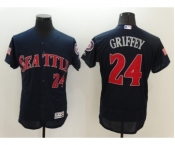 Men's Seattle Mariners #24 Ken Griffey Majestic Navy Fashion Stars & Stripes Flex Base Player Jersey