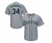 Men's Seattle Mariners #34 Felix Hernandez Majestic Gray Cool Base Player Jersey