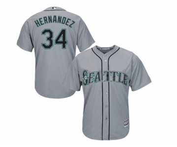 Men's Seattle Mariners #34 Felix Hernandez Majestic Gray Cool Base Player Jersey