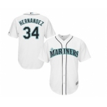 Men's Seattle Mariners #34 Felix Hernandez Majestic White Cool Base Player Jersey