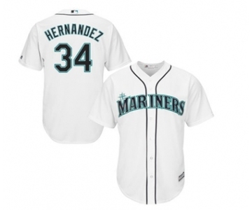 Men's Seattle Mariners #34 Felix Hernandez Majestic White Cool Base Player Jersey