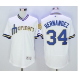 Men's Seattle Mariners #34 Felix Hernandez Majestic White Flexbase Authentic Collection Cooperstown Player Jersey