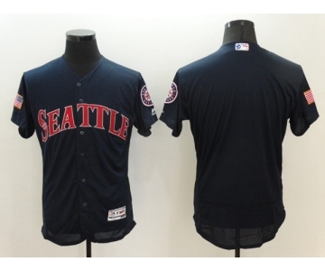 Men's Seattle Mariners Blank Majestic Navy Fashion Stars & Stripes Flex Base Jersey