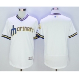 Men's Seattle Mariners Blank Majestic White Flexbase Authentic Collection Cooperstown Jersey