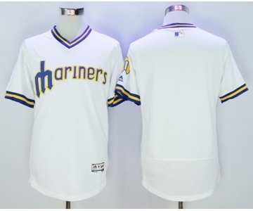 Men's Seattle Mariners Blank Majestic White Flexbase Authentic Collection Cooperstown Jersey