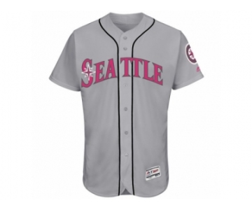 Men's Seattle Mariners Majestic Blank Gray Fashion 2016 Mother's Day Flex Base Team Jersey