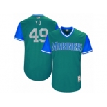 Men's Seattle Mariners Yovani Gallardo #49 Yo Majestic Aqua 2017 Players Weekend Authentic Jersey